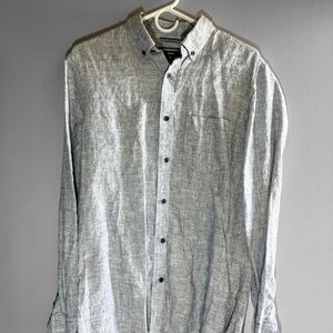 Norstrom Gray Linen Shirt - Trim Fit - Medium